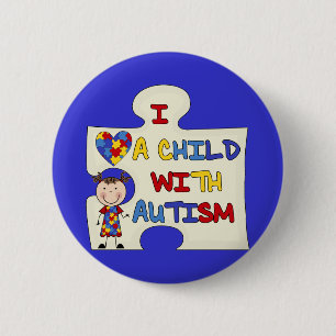Child WIth Autism Brunette Girl 2 6 Cm Round Badge