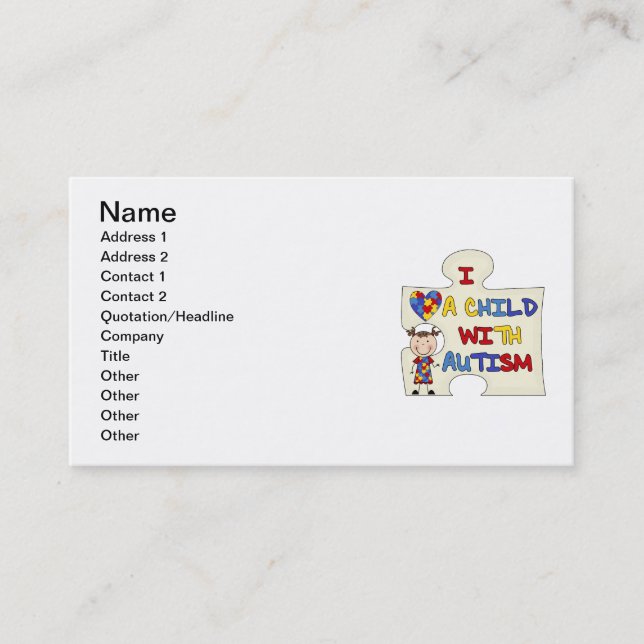 Child WIth Autism Brunette Girl 2 Business Card (Front)