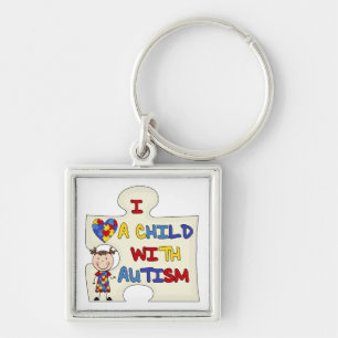 Child WIth Autism Brunette Girl 2 Key Ring