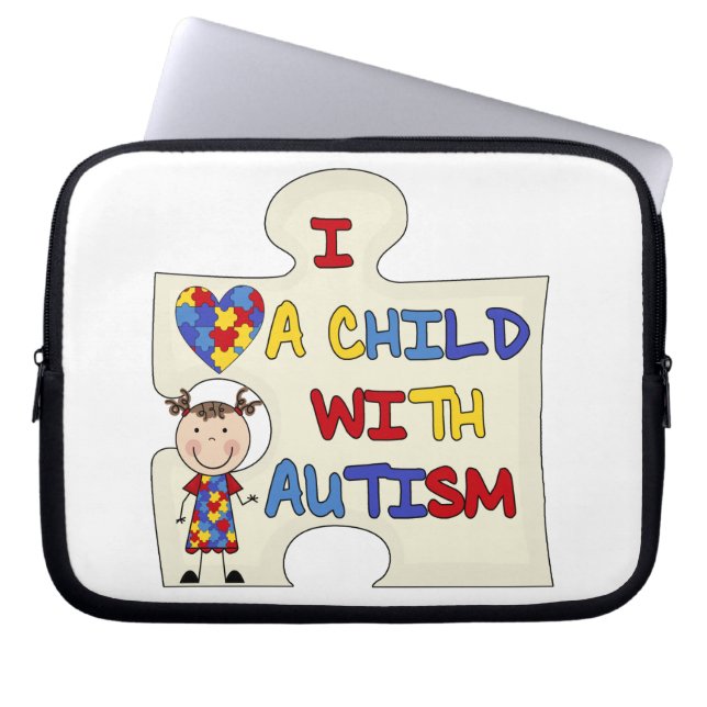 Child WIth Autism Brunette Girl 2 Laptop Sleeve (Front)