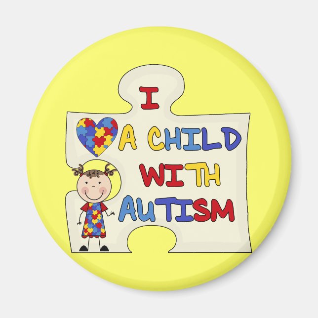 Child WIth Autism Brunette Girl 2 Magnet (Front)