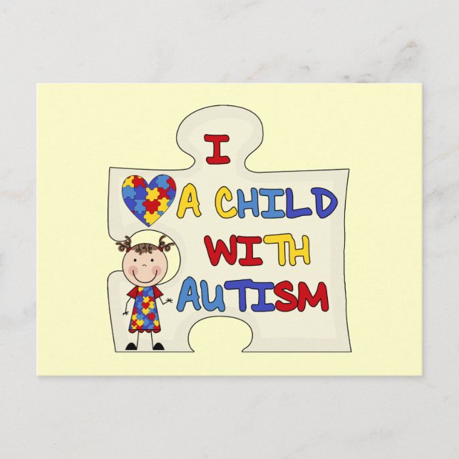 Child WIth Autism Brunette Girl 2 Postcard (Front)