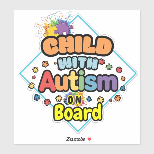 Child with Autism on Board Car Decal Sticker sign (Sheet)
