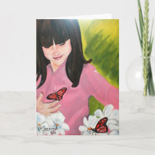Child with Butterfly Cute Greeting Card