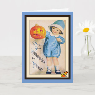 Child with Halloween Jack O' Lantern Card