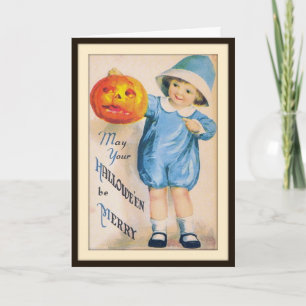 Child with Halloween Jack O' Lantern Card