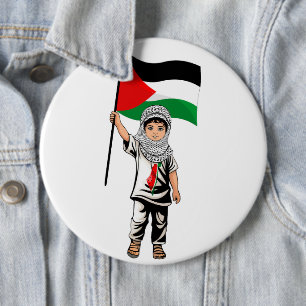 Child with Keffiyeh Palestine Flag  6 Cm Round Badge