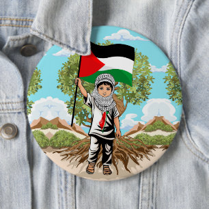 Child with Keffiyeh Palestine Flag  6 Cm Round Badge