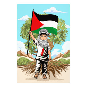 Child with Keffiyeh Palestine Flag and Olive Tree Photo Print