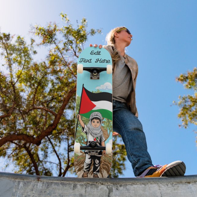 Child with Keffiyeh Palestine Flag and Olive Tree  Skateboard (Outdoor 1)