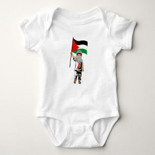 Child with Keffiyeh Palestine Flag Baby Bodysuit