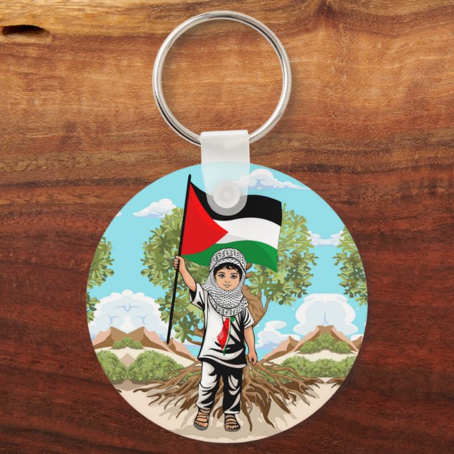 Child with Keffiyeh Palestine Flag  Key Ring (Front)