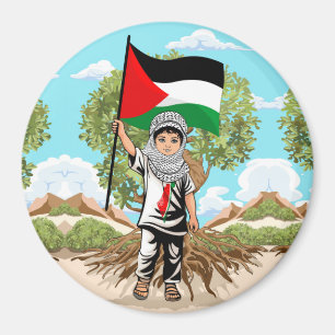 Child with Keffiyeh Palestine Flag  Magnet