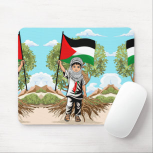 Child with Keffiyeh Palestine Flag Mouse Pad