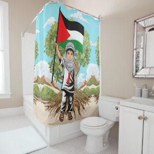Child with Keffiyeh Palestine Flag  Shower Curtain
