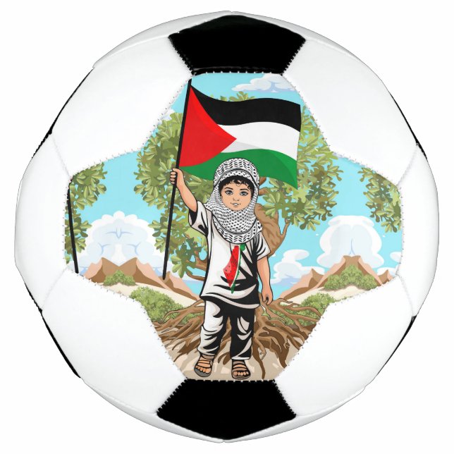 Child with Keffiyeh Palestine Flag  Soccer Ball (Front)