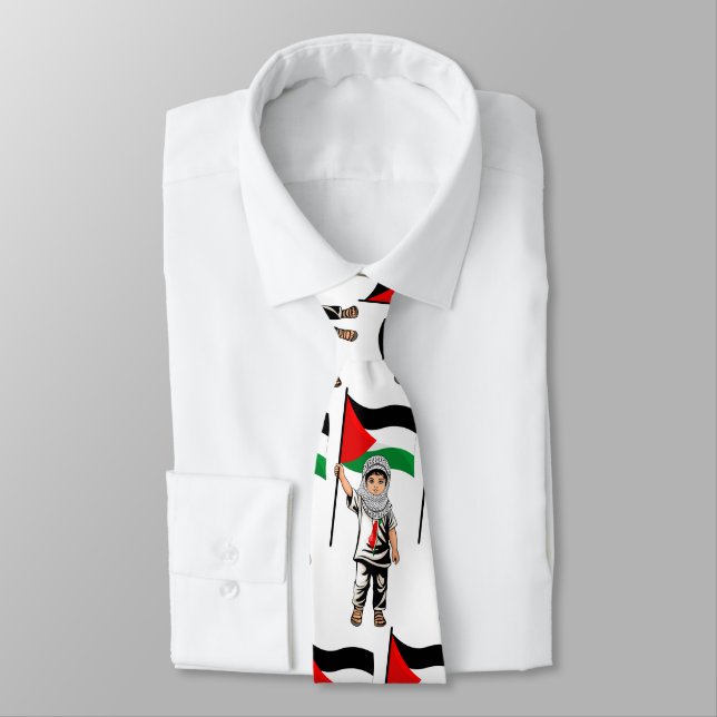 Child with Keffiyeh Palestine Flag  Tie (Tied)
