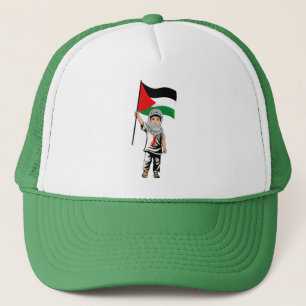 Child with Keffiyeh Palestine Flag Trucker Hat