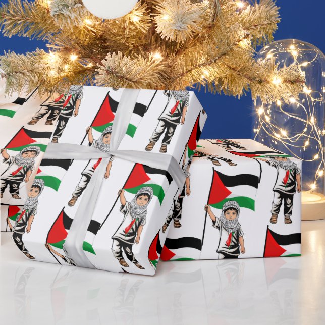 Child with Keffiyeh Palestine Flag  Wrapping Paper (Holidays)