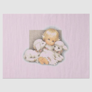 Child with lambs   tissue paper