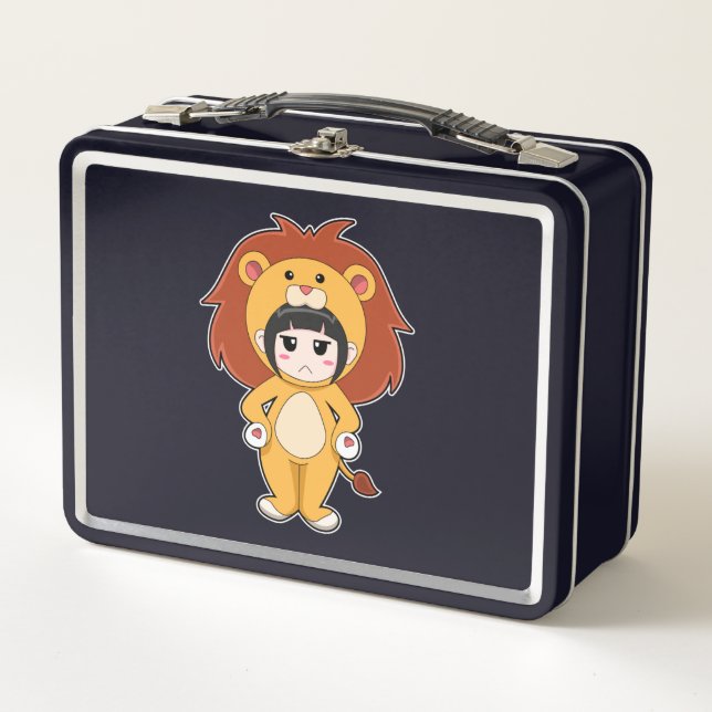 Child with Lion Costume Metal Lunch Box (Front)