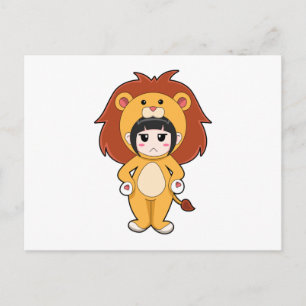 Child with Lion Costume Postcard