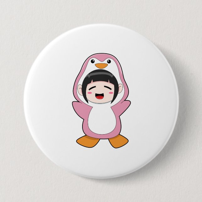 Child with Penguin Costume 7.5 Cm Round Badge (Front)