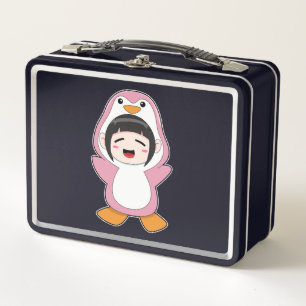 Child with Penguin Costume Metal Lunch Box