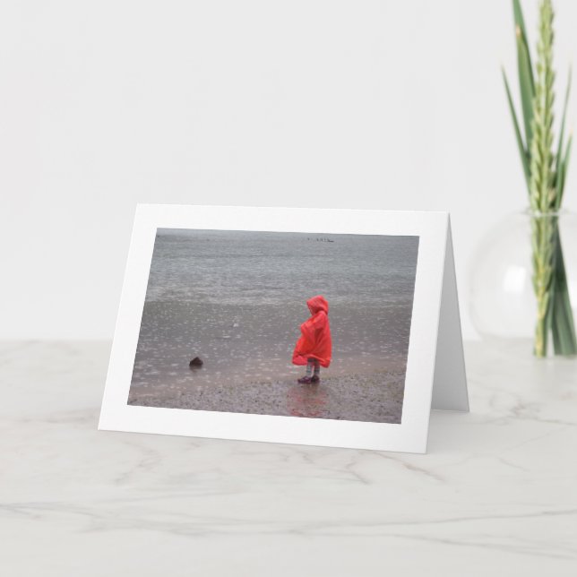 Child with red raincoat in the rain thank you card (Front)