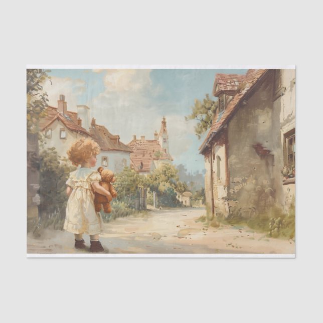 Child With Teddy Bear 2 Decoupage Paper (Front)