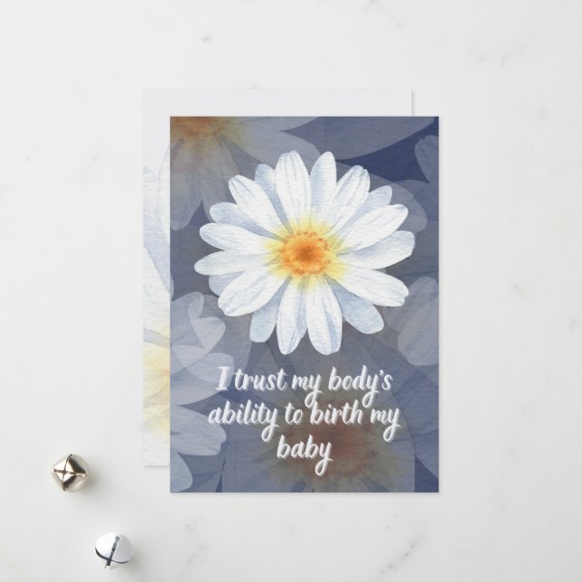 Childbirth affirmation card with flowers (Front/Back In Situ)