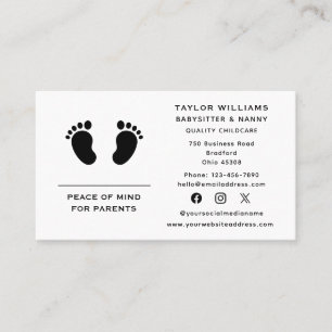 Childcare Babysitter Nanny Baby Feet Social Media Business Card