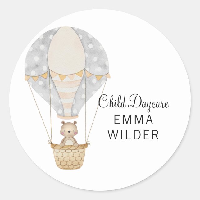 Childcare Business Note Card Classic Round Sticker (Front)