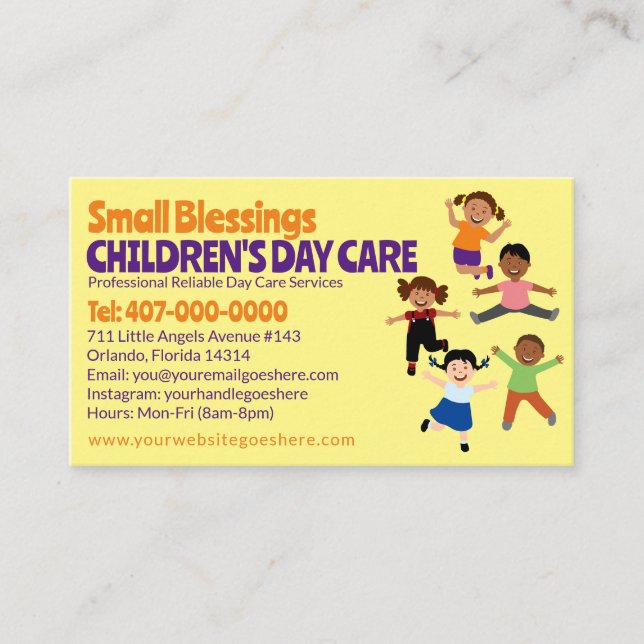 Childcare Daycare Babysitting Services Business Ca Business Card (Front)