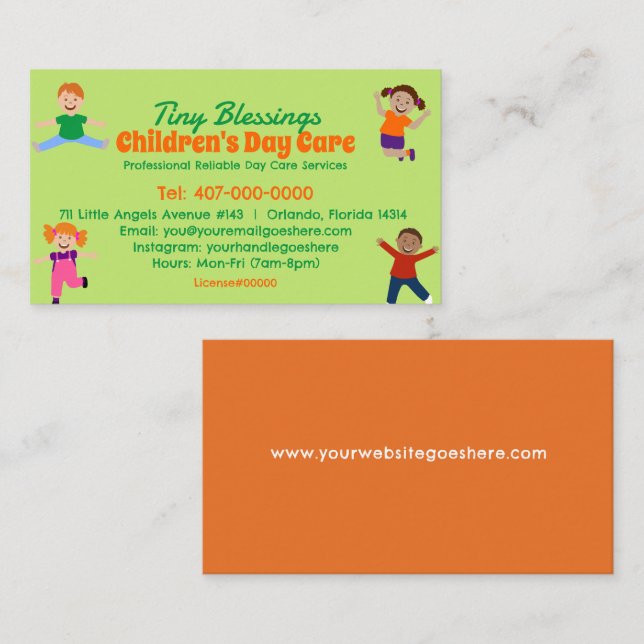 Childcare Daycare Babysitting Services Business Card (Front/Back)