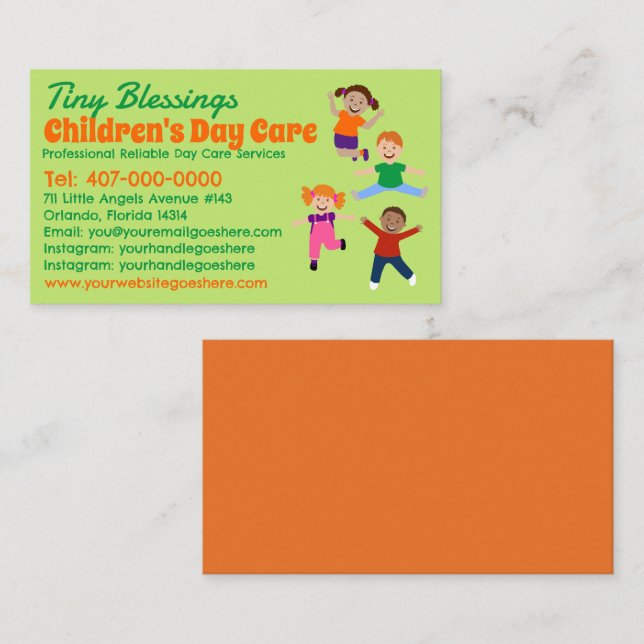 Childcare Daycare Babysitting Services Business Card (Front/Back)