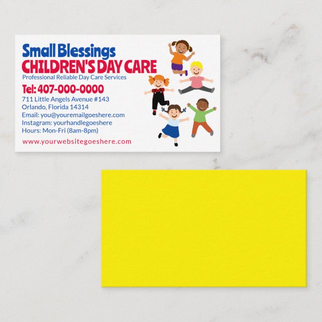 Childcare Daycare Babysitting Services Business Card (Front/Back)