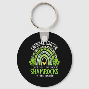 Childcare Director Cutest Shamrocks Rainbow St Pat Key Ring