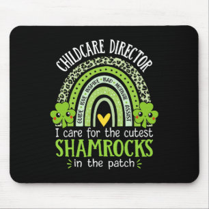 Childcare Director Cutest Shamrocks Rainbow St Pat Mouse Pad