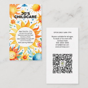 childcare nursery childminder kindergarten baby business card