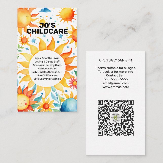 childcare nursery childminder kindergarten baby business card (Front/Back)