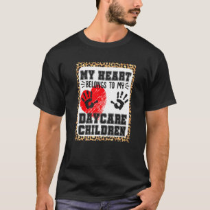 Childcare Provider Heart Daycare Children Leopard T-Shirt