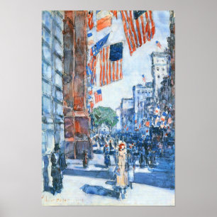 Childe Hassam - Flags, Fifth Avenue Poster