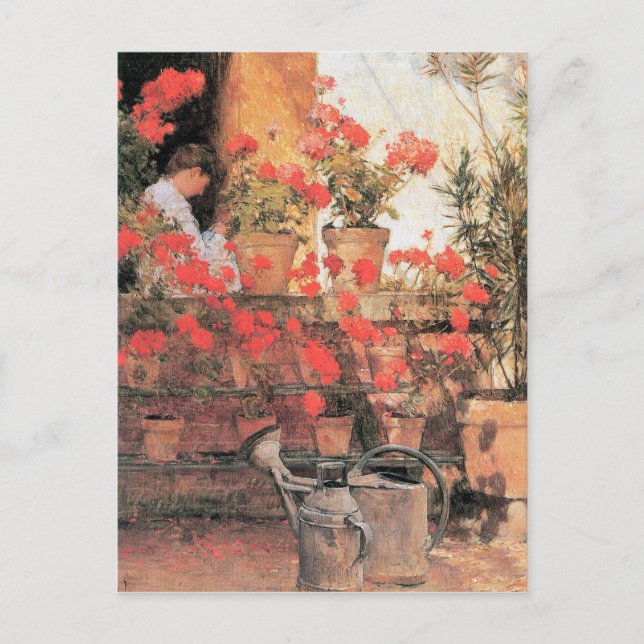 Childe Hassam - Red Geraniums Postcard (Front)