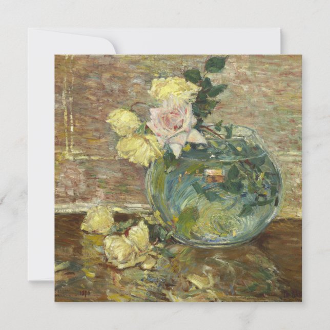 Childe Hassam - Roses In A Vase Holiday Card (Front)