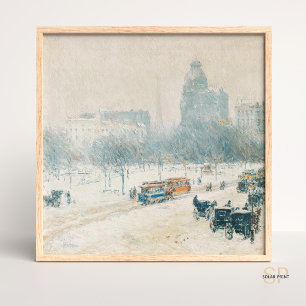 Childe Hassam Winter in Union Square Painting Art  Poster