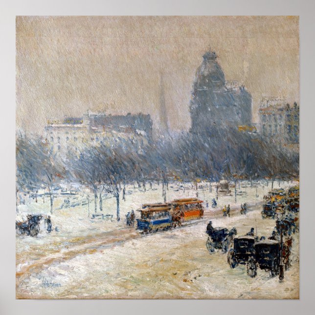 Childe Hassam, Winter in Union Square Poster (Front)