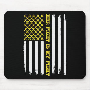 CHILDHOOD CANCER AMERICAN FLAG Her Fight is My Fig Mouse Pad