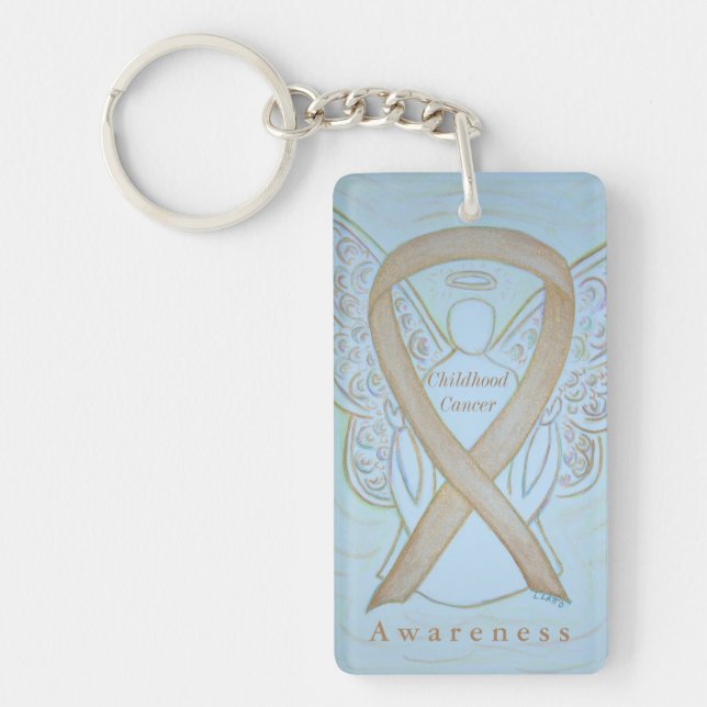 Childhood Cancer Angel Awareness Ribbon Keychain (Front)