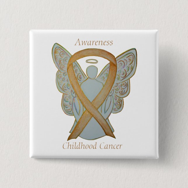 Childhood Cancer Angel Gold Awareness Ribbon Pins (Front)